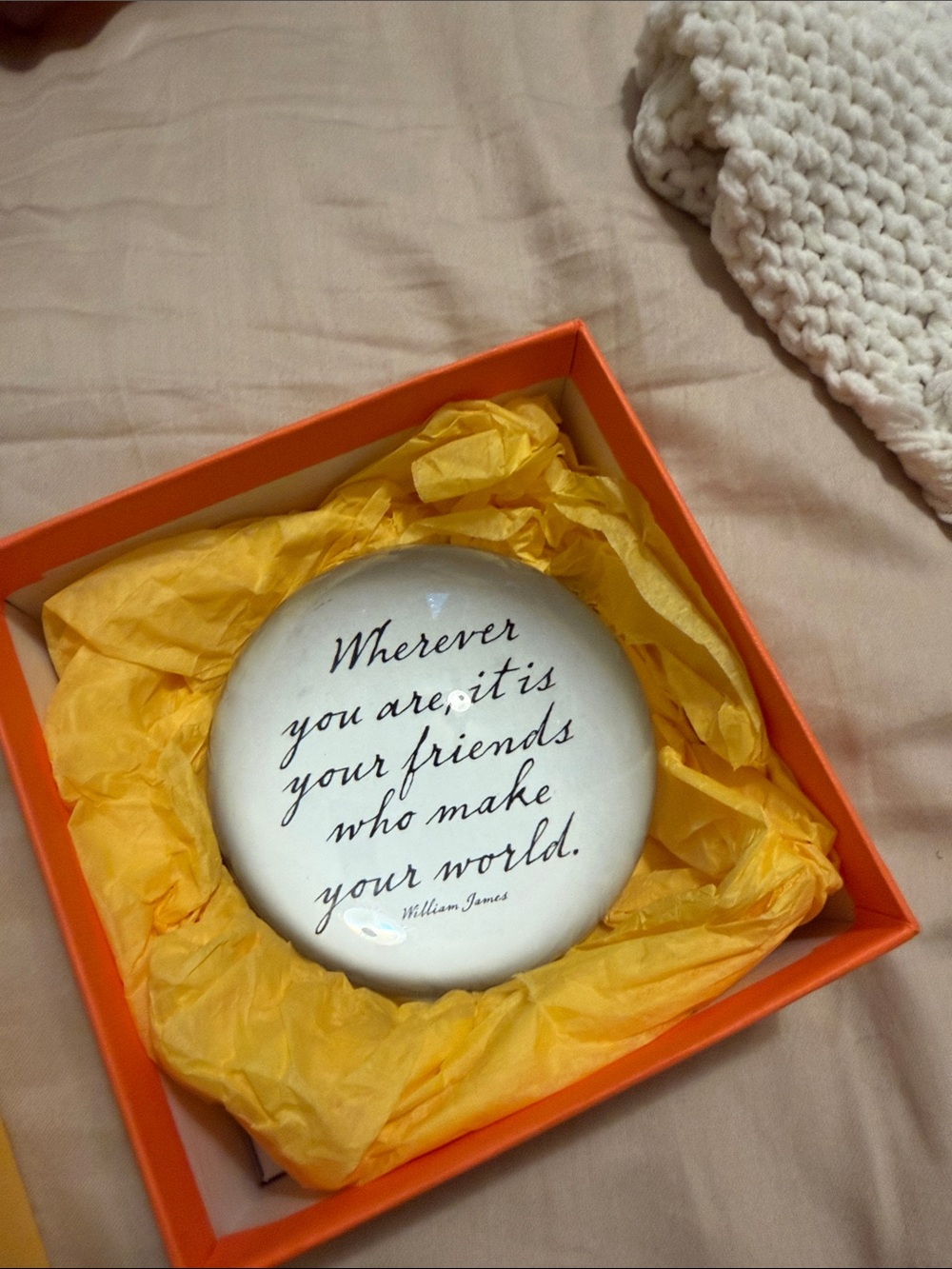 Ben’s Garden Decorative Glass Paperweight with Friendship Quote - White